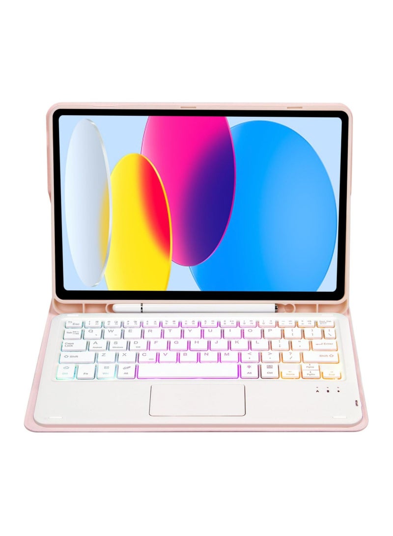 غطاء لوحة مفاتيح بإضاءة خلفية لـ iPad 11 الجيل (A16) 11 بوصة 2025 - لوحة مفاتيح لمسية بلوتوث قابلة للفصل مغناطيسيًا مع فتحة قلم - حامل متعدد الزوايا - Image 4